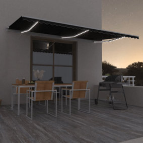 Berkfield Manual Retractable Awning with LED 600x350 cm Anthracite