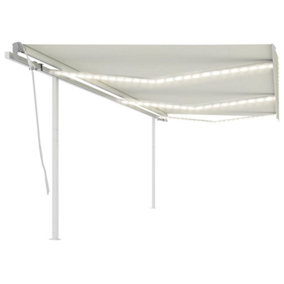 Berkfield Manual Retractable Awning with LED 6x3.5 m Cream
