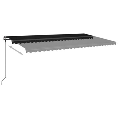 Berkfield Manual Retractable Awning with LED 6x3 m Anthracite