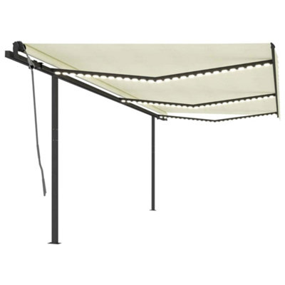 Berkfield Manual Retractable Awning with LED 6x3 m Cream