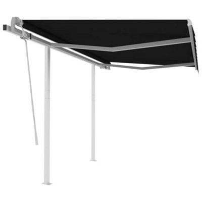 Berkfield Manual Retractable Awning with Posts 3.5x2.5 m Anthracite