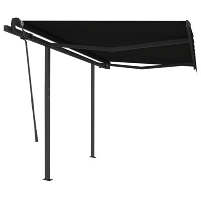 Berkfield Manual Retractable Awning with Posts 3.5x2.5 m Anthracite