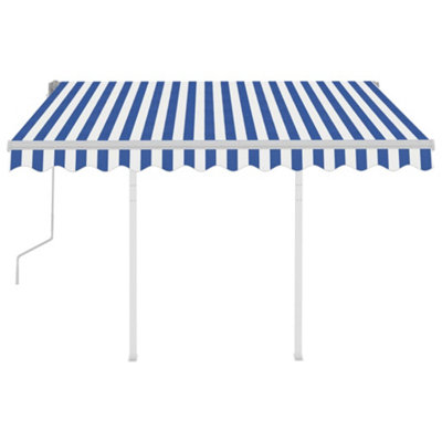 Berkfield Manual Retractable Awning with Posts 3.5x2.5 m Blue and White