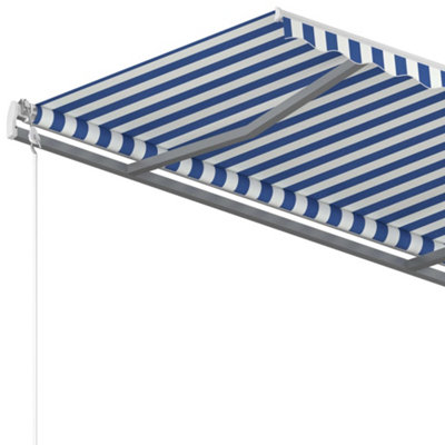Berkfield Manual Retractable Awning with Posts 3.5x2.5 m Blue and White