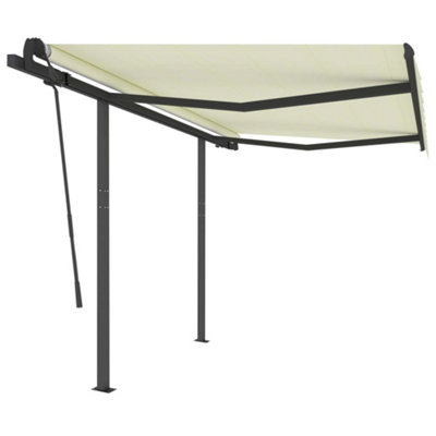 Berkfield Manual Retractable Awning with Posts 3.5x2.5 m Cream