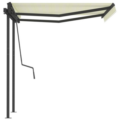 Berkfield Manual Retractable Awning with Posts 3.5x2.5 m Cream