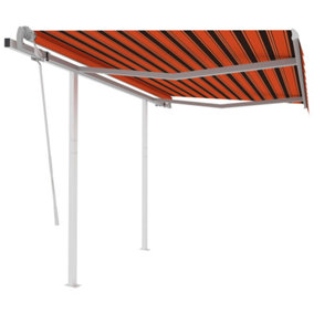 Berkfield Manual Retractable Awning with Posts 3.5x2.5 m Orange and Brown