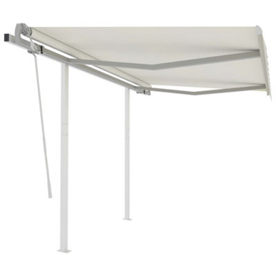 Berkfield Manual Retractable Awning with Posts 3x2.5 m Cream