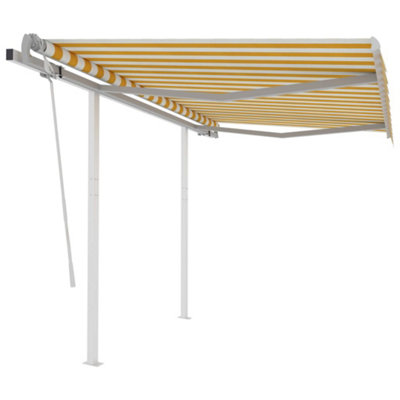 Berkfield Manual Retractable Awning with Posts 3x2.5 m Yellow and White