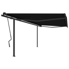 Berkfield Manual Retractable Awning with Posts 4.5x3.5 m Anthracite