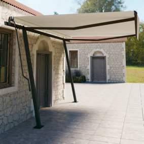 Berkfield Manual Retractable Awning with Posts 4.5x3 m Cream