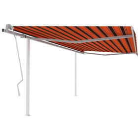 Berkfield Manual Retractable Awning with Posts 4x3 m Orange and Brown