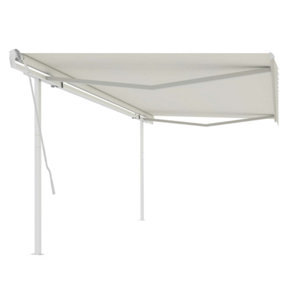 Berkfield Manual Retractable Awning with Posts 5x3.5 m Cream