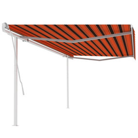 Berkfield Manual Retractable Awning with Posts 5x3 m Orange and Brown
