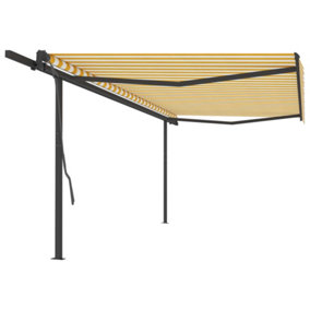Berkfield Manual Retractable Awning with Posts 5x3 m Yellow and White