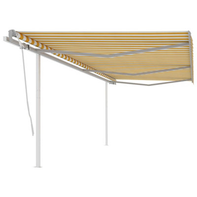 Berkfield Manual Retractable Awning with Posts 6x3.5 m Yellow and White
