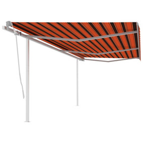 Berkfield Manual Retractable Awning with Posts 6x3 m Orange and Brown