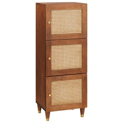Berkfield Media Storage Cabinets & Racks Brown Cane and solid mango wood