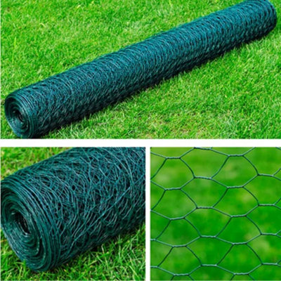 Berkfield Mesh Fence Galvanised Steel Hexagon 1x25 m Dark Green | DIY ...