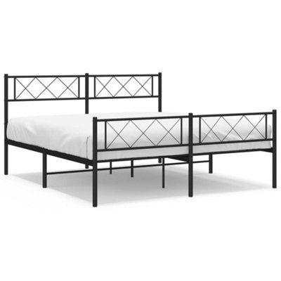 Berkfield Metal Bed Frame with Headboard and Footboard Black 120x190 cm 4FT Small Double