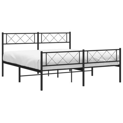 Berkfield Metal Bed Frame with Headboard and Footboard Black 120x190 cm 4FT Small Double