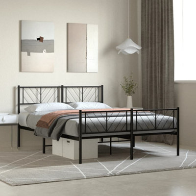 Berkfield Metal Bed Frame with Headboard and Footboard Black 120x200 cm