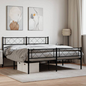 Berkfield Metal Bed Frame with Headboard and Footboard Black 135x190 cm 4FT6 Double