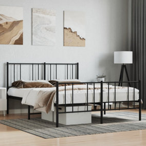 Berkfield Metal Bed Frame with Headboard and Footboard Black 150x200 cm 5FT King Size