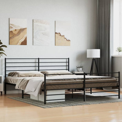 Berkfield Metal Bed Frame with Headboard and Footboard Black 180x200 cm 6FT Super King