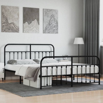 Berkfield Metal Bed Frame with Headboard and Footboard Black 183x213 cm