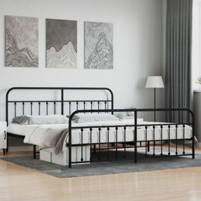 Berkfield Metal Bed Frame with Headboard and Footboard Black 193x203 cm
