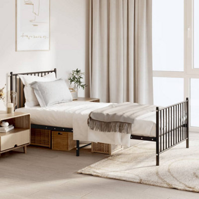 Berkfield Metal Bed Frame with Headboard and Footboard Black 90x190 cm 3FT Single