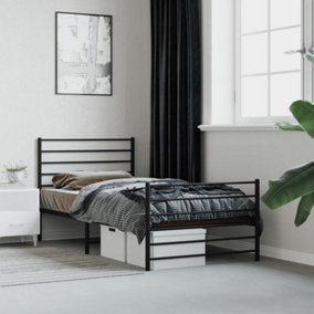 Berkfield Metal Bed Frame with Headboard and Footboard Black 90x190 cm 3FT Single