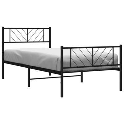 Berkfield Metal Bed Frame with Headboard and Footboard Black 90x190 cm