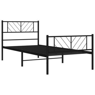 Berkfield Metal Bed Frame with Headboard and Footboard Black 90x190 cm