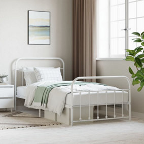 Berkfield Metal Bed Frame with Headboard and Footboard White 100x200 cm