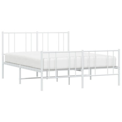 Berkfield Metal Bed Frame with Headboard and Footboard White 120x190 cm 4FT Small Double
