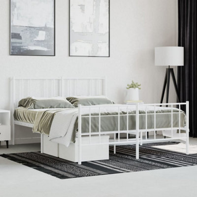 Berkfield Metal Bed Frame with Headboard and Footboard White 120x190 cm 4FT Small Double