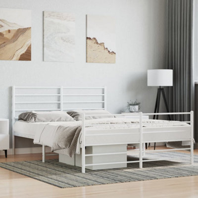 Berkfield Metal Bed Frame with Headboard and Footboard White 135x190 cm 4FT6 Double