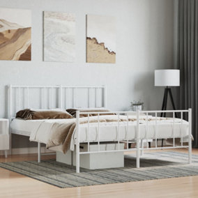 Berkfield Metal Bed Frame with Headboard and Footboard White 135x190 cm 4FT6 Double