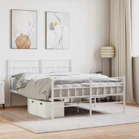 Berkfield Metal Bed Frame with Headboard and Footboard White 135x190 cm