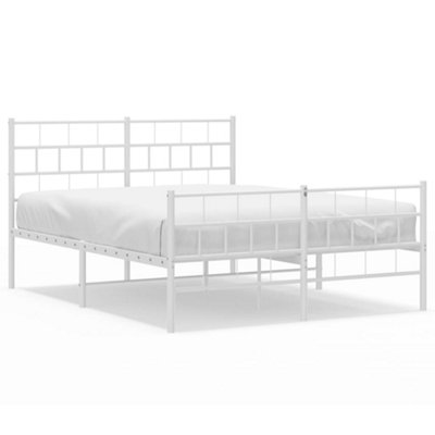 Berkfield Metal Bed Frame with Headboard and Footboard White 135x190 cm