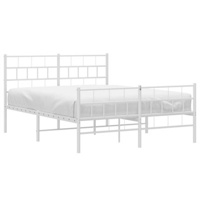 Berkfield Metal Bed Frame with Headboard and Footboard White 135x190 cm