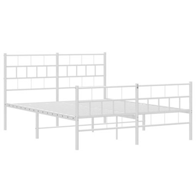 Berkfield Metal Bed Frame with Headboard and Footboard White 135x190 cm