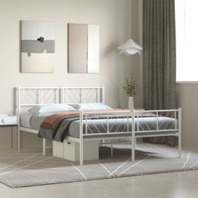 Berkfield Metal Bed Frame with Headboard and Footboard White 150x200 cm