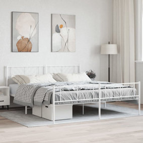 Berkfield Metal Bed Frame with Headboard and Footboard White 200x200 cm