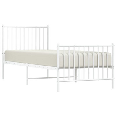 Berkfield Metal Bed Frame with Headboard and Footboard White 75x190 cm 2FT6 Small Single