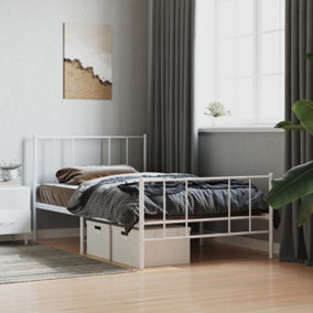 Berkfield Metal Bed Frame with Headboard and Footboard White 75x190 cm 2FT6 Small Single