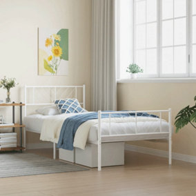 Berkfield Metal Bed Frame with Headboard and Footboard White 75x190 cm