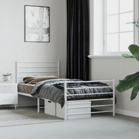 Berkfield Metal Bed Frame with Headboard and Footboard White 90x190 cm 3FT Single